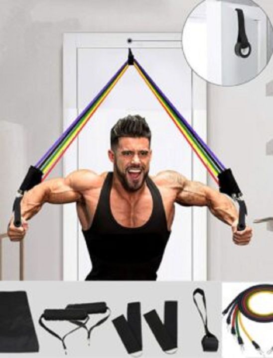 11Pcs Power Resistance Bands Yoga Pilates Crossfit Fitness Equipment Elastic Pull Rope Workout Latex Tube Set Exercise Band Body Fitness Band set Gym Yoga Fitness Elastic Training Bands Pilates Home Gym Tubes Door Hanger