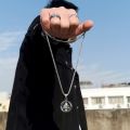 Personalized Lucky Wheel Spinning Pendant Necklaces for Men Hip-hop Fashion Titanium Steel Clavicle Chain Jewelry. 