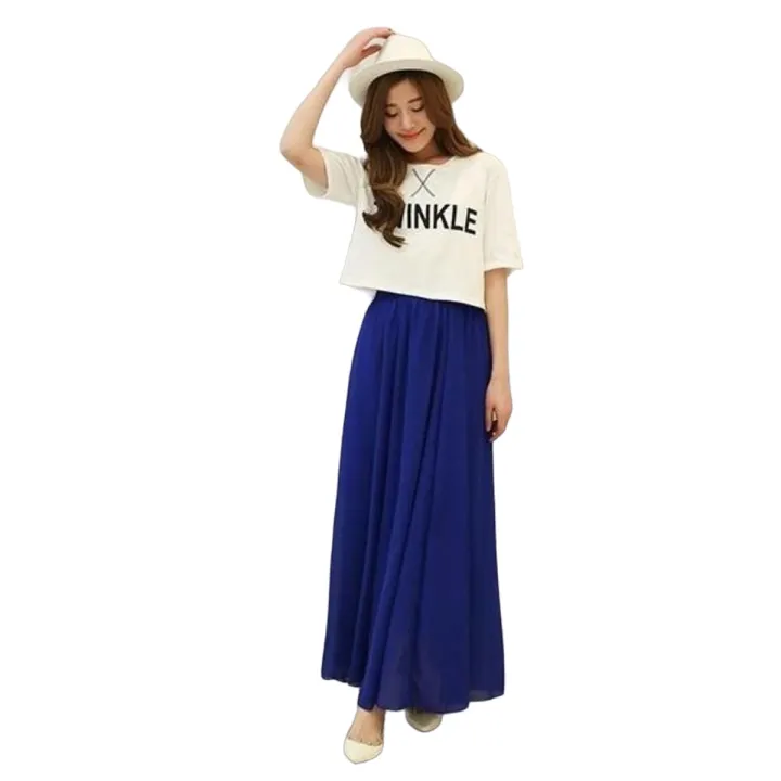 (Customized) Branded Finest Chiffon Pleated Skirt, Maxi Skirt - Embrace Elegance With This Stylish Chiffon Pleated Skirt