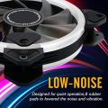 EZDIY-FAB Dual Ring 120mm RGB Case Fan 5-Pack,Quiet Edition High Airflow Adjustable Color LED Case Fan for PC Cases, CPU Coolers with Remote Controller. 