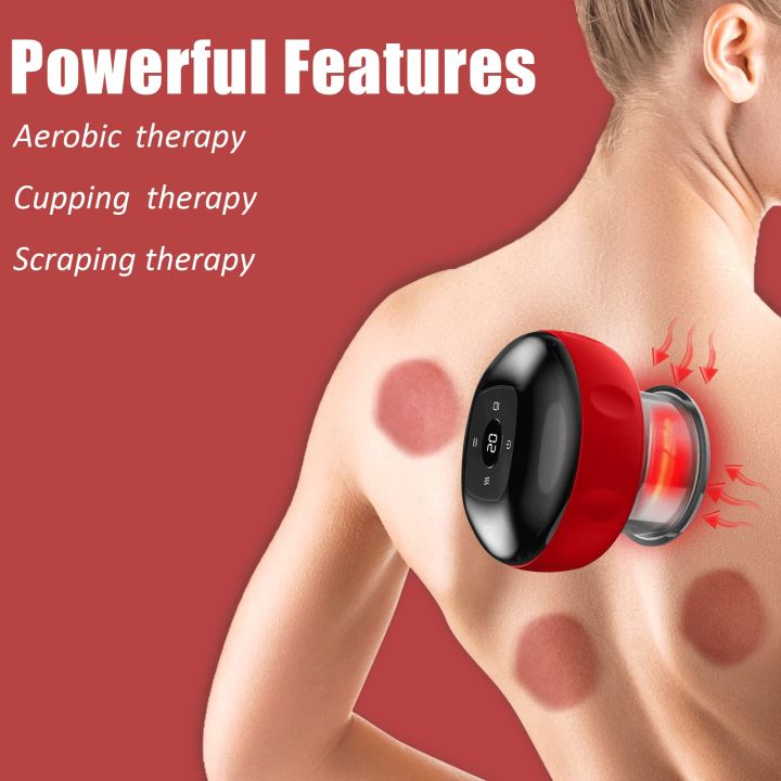 Smart Vacuum Cupping Therapy Set,Electric Cupping Therapy Set 3 in 1 Infrared Heating Therapy Machine ,Vacuum Gua Sha Massager Tool with 12 Level Temperature and Suction