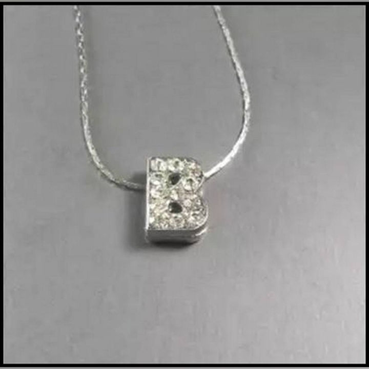 Silver Stainless Alphabet  B  Unique Locket with Chain For Girls & Boys