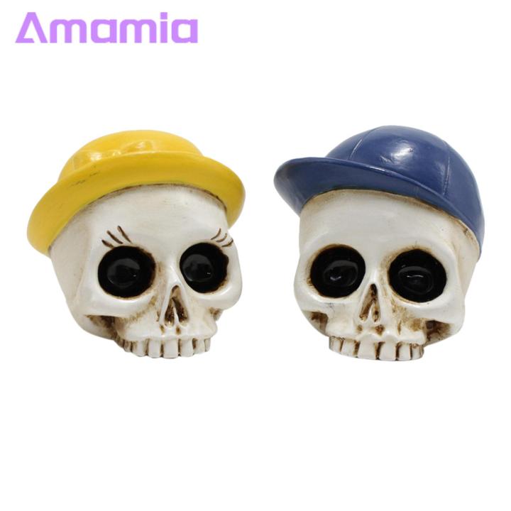 Skull Car Vent Clip 2pcs Goth Skull Car Air Fresheners Vent Clip Diffusers Easy Install Aromatherapy Decor for Car Interior Universal Design Fun Car Decoration