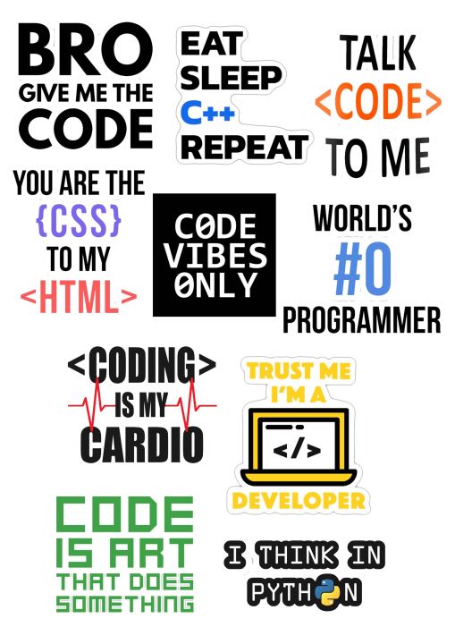 Code Craze 10 Dynamic Programming Language Stickers - Perfect for Mobiles, Laptops, Bottles, Diaries, and More