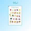 Pack of 3 - Flash Cards : Fruits Name , Vegetables Name, Animals Name - Along With Pictures - All-in-One - Flash Card A4 Size Durable Hard Coated Plastic With Ring Holder. 