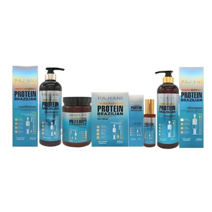 Keratin Protein Brazilian Sulfate free Pack of 4 Shampoo Conditioner Hair Mask & Serum Treatment Brazilian 1000ml