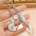 2pcs Couple Key Chain Ring Set-I LOVE YOU with Red Heart Keychains Set for Boyfriend Girlfriend and Best Friends,Valentine's Day Birthday Gifts Graduation Gifts-Love Heart Key Locks Lover Gift. 