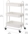 Techmanistan 3-Tier Wheeled Kitchen Cart Trolley, 3-Tier Multipurposed Vegetables & Fruits Basket Mesh Base Rolling Kitchen Trolley Steel Material Kitchen Rolling Cart. 