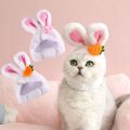 Funny Cat Headgear Cute Rabbit Ears Cap for Cats Warm Plush Pet Hat Party Cosplay Props Photo Prop Kitten Headwear Supplies. 