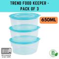 Pack of 3 ( 650ml) Air Tight Food Container,  Airtight Kitchen Storage Boxes, Airtight Storage Box for Food, Vacuum Sealed Food Container, Leak-proof Food Storage Box. 