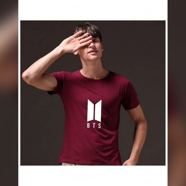Maroon BTS Printed T-Shirt For Him