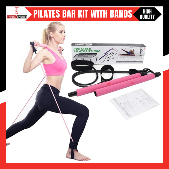 Tango Sports Portable Pilates Bar Kit with Resistance Band for Exercise Home Gym Pilates Reformer Body Shaping Pilates Stick for Workout, Yoga, Fitness, Stretch