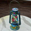 Traditional Blue Small Laltain-Lamp Hand Made Hanging Lalten-Lantern Village Memories Flame Light Desi Kerosene Lantern-Glass Lamp Hanging Traditional t Oil Burning Hanging Lantern. 