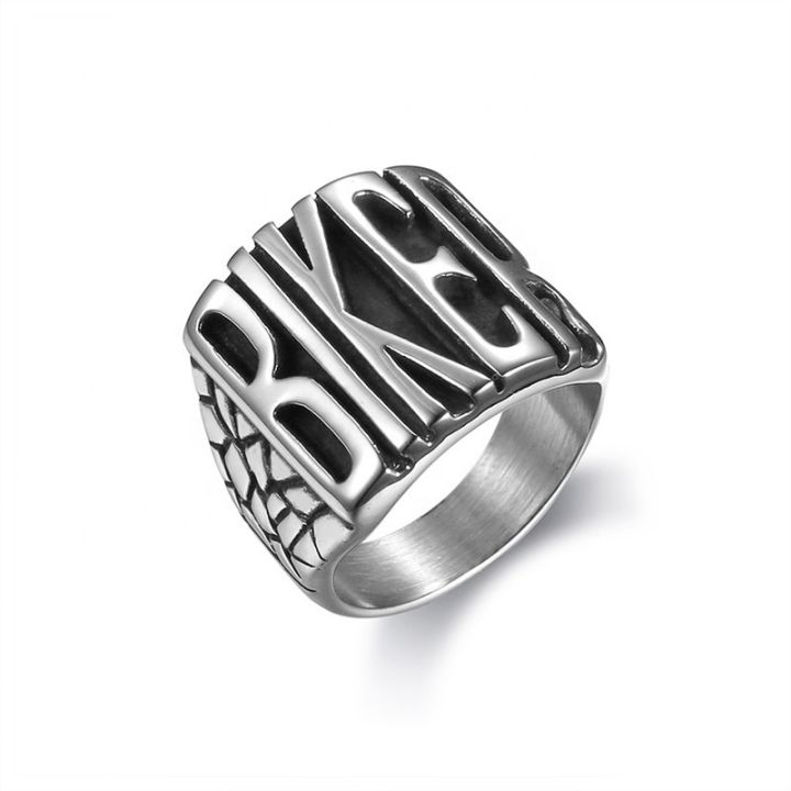 New Jersey Wholesale Jewelry Antique 316l Stainless Steel Mens Motor Custom Letter Biker Rings For Men