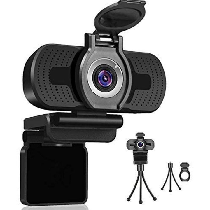 Dericam Webcam with Microphone, 1080P Webcam, Desktop Laptop Computer USB Web Camera with Privacy Cover and Tripod, Plug and Play for Video Streaming, Conference,Gaming, Online Classes (with Tripod)