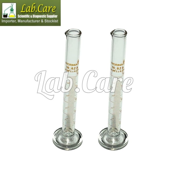 10ml Graduated Cylinder, Borosilicate 3.3 Glass, Single Metric Scale, Normax