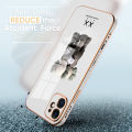 (Free Lanyard) Luxury 6D Plating Case for Realme C15 Phone Cases Hug Cartoon Bear Side Print Soft Silicone Square Back Cover. 