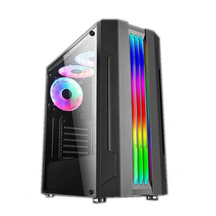 RGB Gaming PC Case with Tempered Glass Side Panel | Mid Tower ATX ...