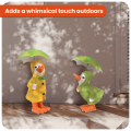 2PACK Dilly and Dally Garden Ducks Kit with Detachable Umbrella Garden Ornaments Outdoor Novelty Standing Sculpture Set. 