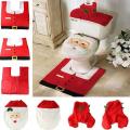 3Pcs Merry Christmas Toilet Seat Cover 3D Cartoon Santa Claus Design Bathroom Mat Toilet Cover Bath Accessories. 