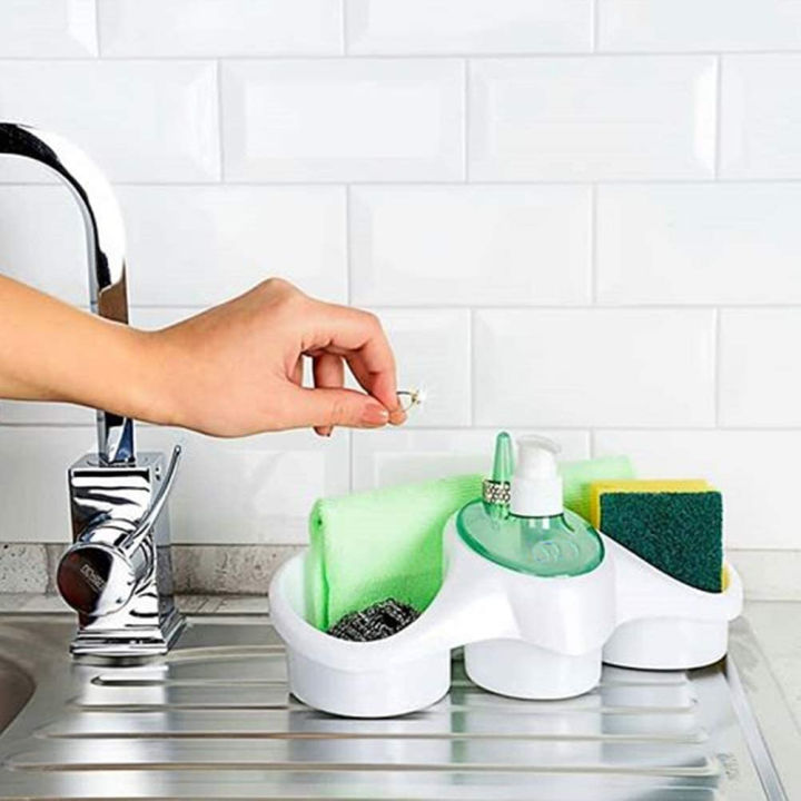 Kitchen%20Tool%20Sink%20Organizer%20Sponge%20Holder%20For%20Kitchen%20Tidy%20Soap%20Dispensing%20Sponge%20Holder%20-%20Plastic%20-%201%20Pc%20-%20Image%203