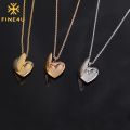 FINE4U N564 Women Girls Photo Locket Pendant Heart Shaped Stainless Steel Locket Necklace That Holds Pictures for Birthday Gift. 
