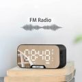 Bluetooth Alarm Clock Speaker Q5 — Mirror Display, Dual Alarm & FM Radio | HD Digital Mirror, Wireless Bluetooth Music, Compact Smart Clock Speaker. 