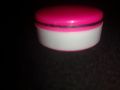 10pcs 10g about 6 inch empty Jar with Pink cap Milky White round for skin care cream portable cosmetic empty jar pot box, colored makeup nail art cosmetic empty container with Orange lid 10g jar. 