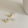 Non-Piercing Three Layer Punk Metal Zircon Ear Clip Ear Cuff for Women Cool Girl's Earrings Fake Cartilage Simple Y2K Earring Jewelry Gifts. 