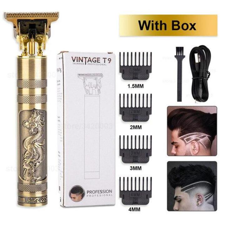  Golden Dragon Hair Trimmer for Men| Rechargeable Hair Clipper Barber Cordless Zero Gapped Haircut Machine USB Grooming Engraving Mower| Stainless Steel Shaving Beard Trimmer & Style, T Blade Titanium 0m