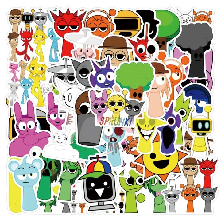 55pcs/set DIY Mobile Laptop Sticker PVC Incredibox Sprunki Sticker Oren ...