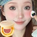 Air Cushion Blush with Puff Soft Face Brightening Contouring Shadow Blusher Powder Peach Pink Cheek Tint Korean Makeup Cosmetics. 