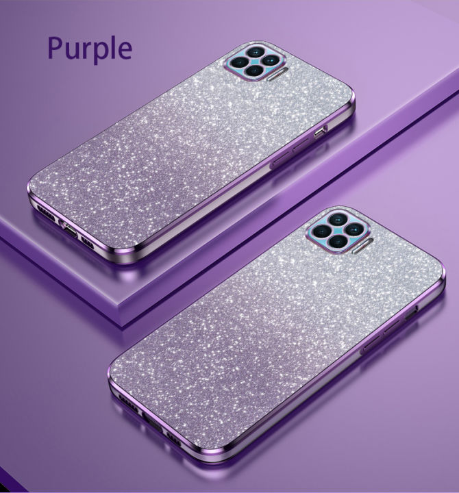 AnDyN Phone Case for OPPO A93 2020 Reno 4F 4 Lite F17 Pro A73 2020 Flash Powder Gradient Plating Casing