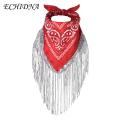 ECHIDNA Sequins Scarf Washable Sparkling Sequins Scarf Fringed Bandana. 