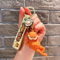 【HOT】 Disney Anime Kawaii Garfield Cat Pendant Keychain Cartoon Car Key Chain Key Ring Keyring Phone Bag Ornament Jewelry Kids Gifts. 