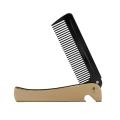 1 Pcs Men Folding Pocket Comb Knife Shape PP Teeth Detangling Hair Beard Comb Metal Handle Foldable Combing Facial Mustache Comb. 