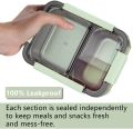 Tedemei Stainless Steel 2 Compartment Leak Proof Lunch Box portable Separated Office/Students Lunch Box. 