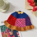 INS Korean Retro Flower Crochet Bucket Hat for Women Handmade Knitted Hollow Basin Hat Ladies Spring Summer Sunscreen Sun Hat. 