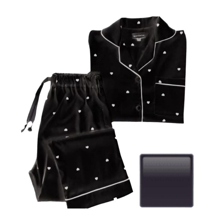 Heart Printed Silk Night Suit/Stitched 2pc Night Suit/night dress for girls