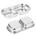 Techmanistan 2 Compartments Stainless Steel Plate, Stainless Steel Rectangular Thali Plate, 2 compartment Thali, Divided Dinner Plate, 2 Compartment Serving Tray, Nuts Tray. 