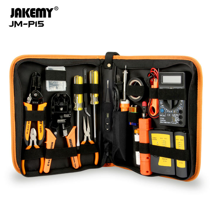 JAKEMY JM-P15 Wholesale Electricians Network Screwdriver DIY Repair Tool Set with Soldering Iron Kit
