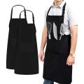 Pack of 2pcs Black Kitchen Aprons with 2 Pockets Durable Personalized Apron for BBQ Kitchen Cooking Baking Crafting Restaurant. 