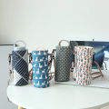 Modern Style Portable Bottle Cover bags Floral Printing Cotton Linen Cup bags. 