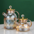 Water bottles Set 1000ml  French Amber Color Diamond Kawaii Teapot Kettle Cup Thermal Pots Set Kitchen Accessories Gift. 