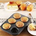 Cupcake Tray Steel 6 Slot Muffin Tray, Black. 