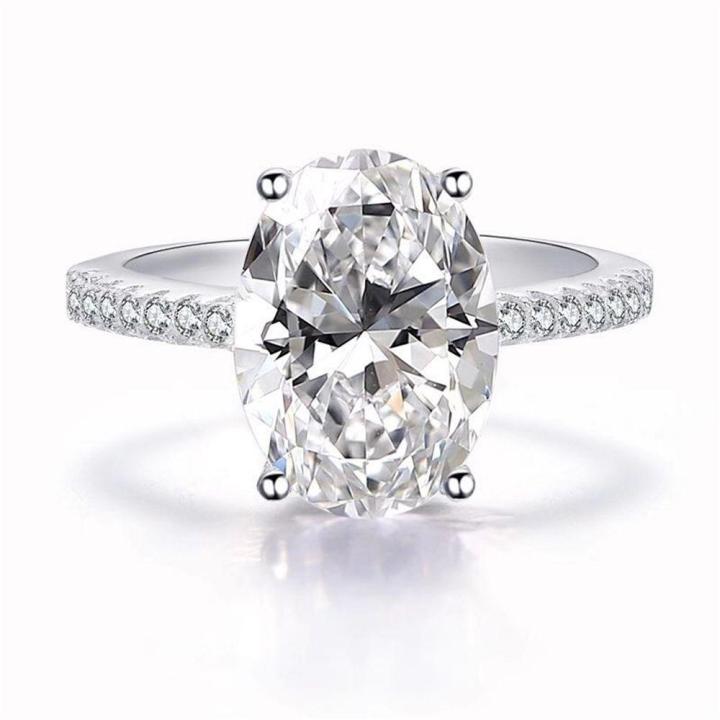 【shengxiong6525】Women's Solitaire Rings big oval silver gold wedding bridal rings cubic ring diamond eternity promise rings