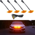 4Pc 12V Car LED Front Grille Light DRL Day Line Lamp of Middle Net Strobe Amber Car Exterior Decorative Light. 