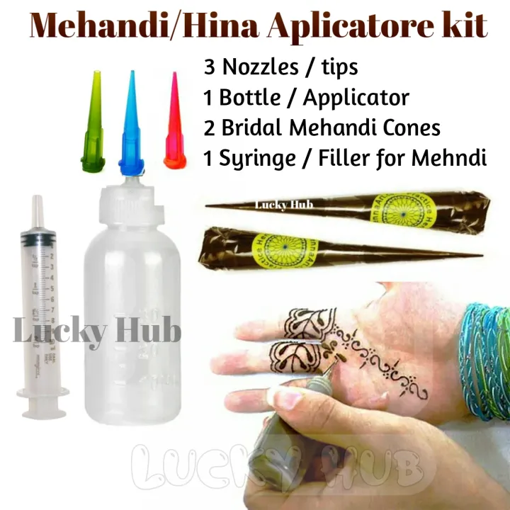 Henna%20Mehndi%20Applicator%20kit%20Mehndi%20Pen%20with%2020ml%20pen%201%20Bottles%20with%203%20Nozzles%20&%202%20Best%20Bridal%20Mehndi%20cones%20For%20Creating%20Stunning%20Henna%20Mehndi%20Designs-%20DIY%20Mehndi%20Applicator%20Tool%20Kit%20-%20Image%202