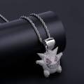 Fashion Hip Hop Gengar Pendant Necklace Men With Tennis Chain Hip Hop/Punk Gold Silver Color Charms Chain Jewelry for Men Gift. 