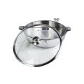 Stainless Steel Hot Pot 20cm Diameter with  Glass Lid 1.9 Litre. 